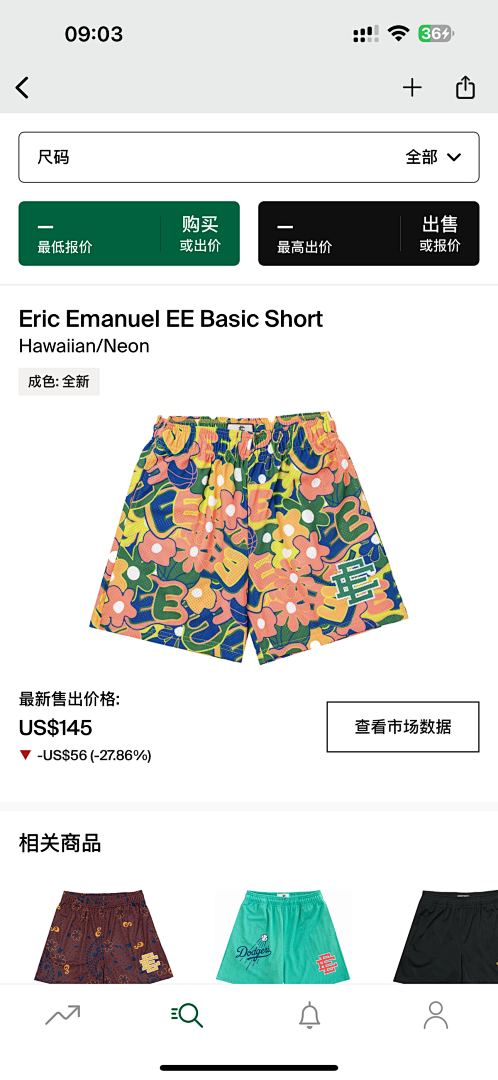 Eric Emanuel Shorts — Basic Hawaiian (Neon) angle 1