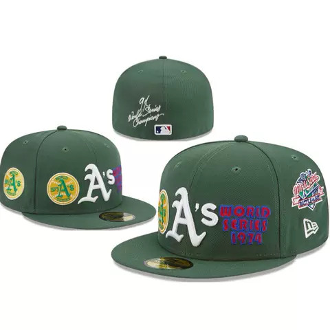 Oakland Athletics Green World Series Multi-Patch 59FIFTY (Alt) Angle 1