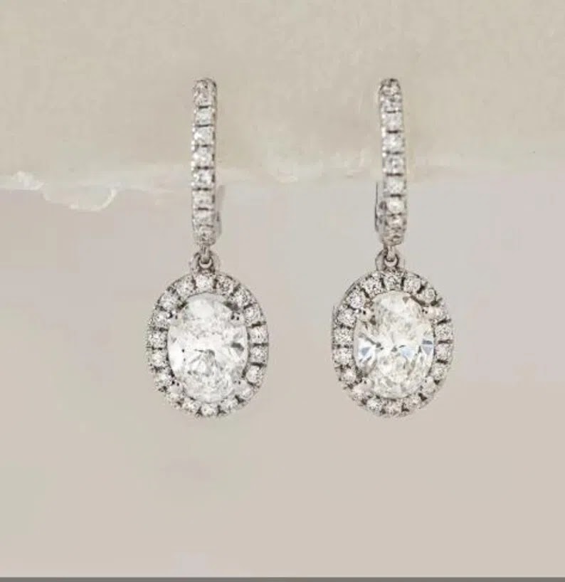 Silver Small Drop Earring Lever back Silver Dangle Earring Lab Grown Clear Diamond Drop Silver Earrings Minimalist Ea… Angle 1