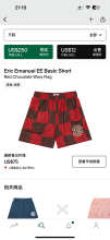 Eric Emanuel Shorts — Basic Red Chocolate Wavy Flag